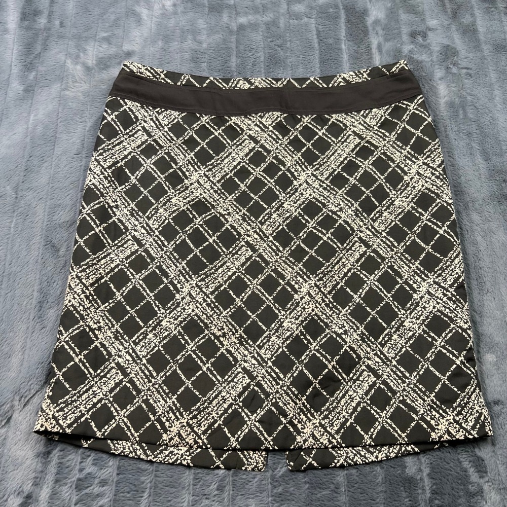 The Limited Womens Black White Geometric Grid Pencil Skirt Size 14 Professional